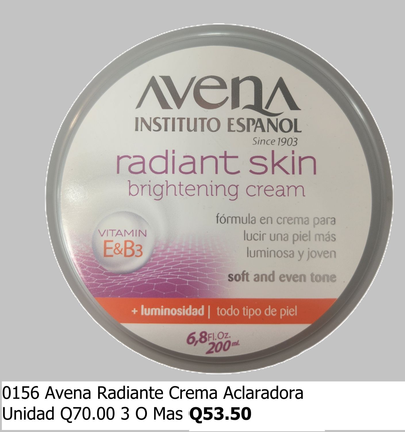 AVENA RADIANT SKIN VIT E Y B3 200ML
