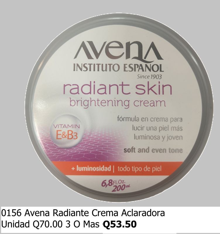 AVENA RADIANT SKIN VIT E Y B3 200ML