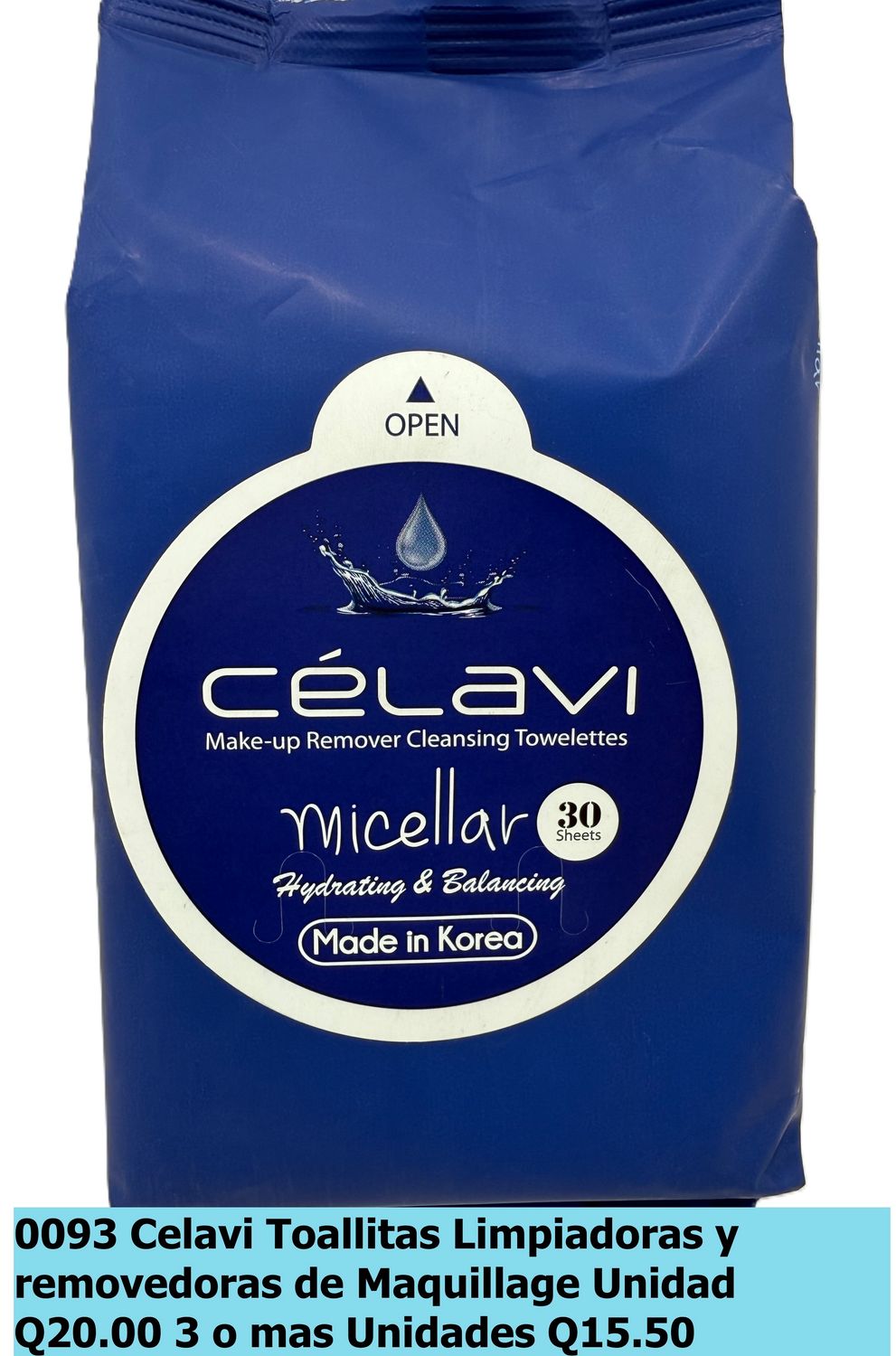 CELAVI MAKE-UP TOALLITA LIMPIADORA REMOVEDORA 30PK