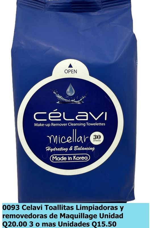 CELAVI MAKE-UP TOALLITA LIMPIADORA REMOVEDORA 30PK