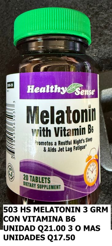 HS MELATONIN 3 MG CON VITAMINA B6 20 TABLETAS
