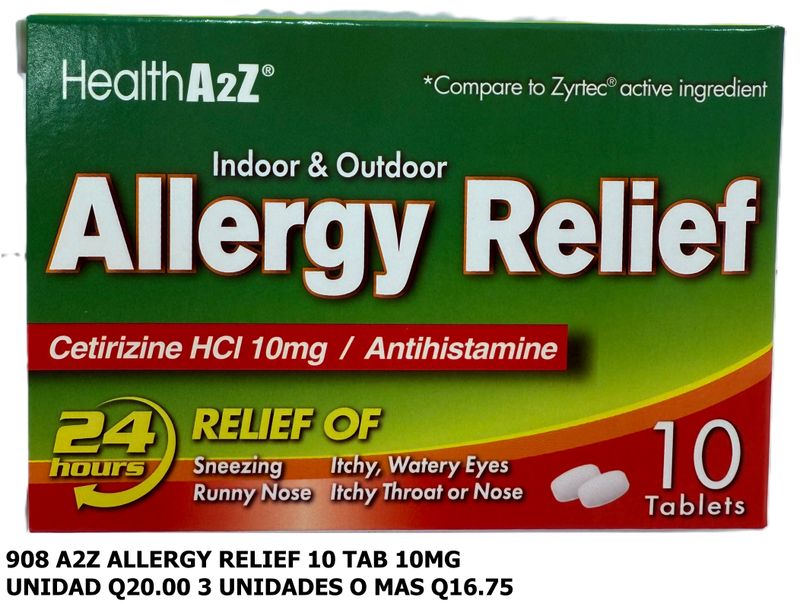A2Z ALLERGY RELEIF 10 TAB 10MG