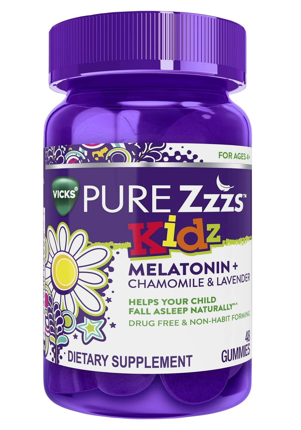 Vicks PURE Zzzs Kids Melatonin Sleep Aid Gummies-Berry- 0.5mg- 48 ct