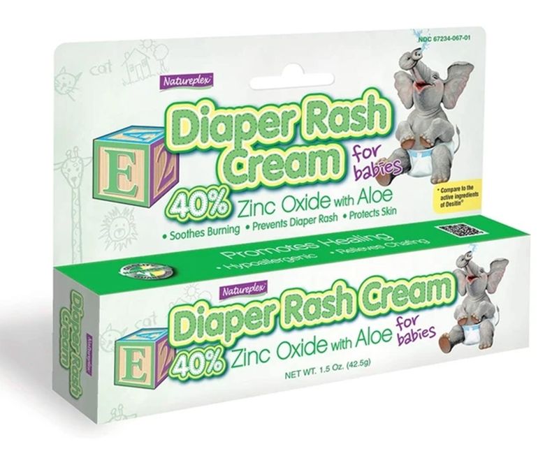 DIAPER RASH CREMA DE BEBE 42.5G 40% ZINC OXIDE, Natureplex Crema para la erupción del pañal con óxido de zinc y aloe