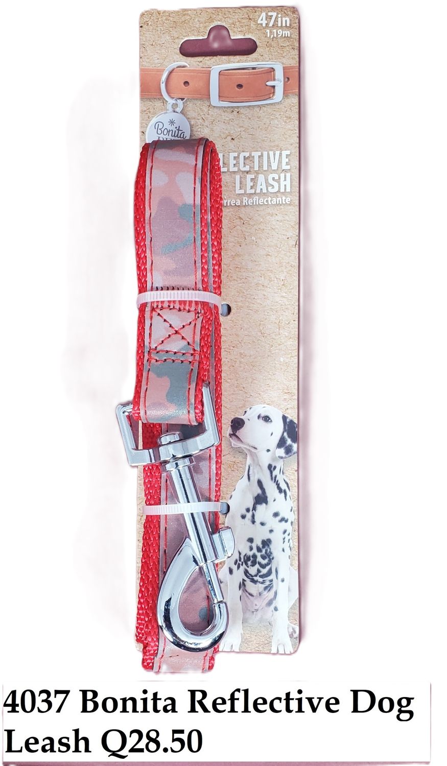 BONITA REFLECTIVE DOG LEASH 1.19 Plg de Ancho X 47 Plg de Largo