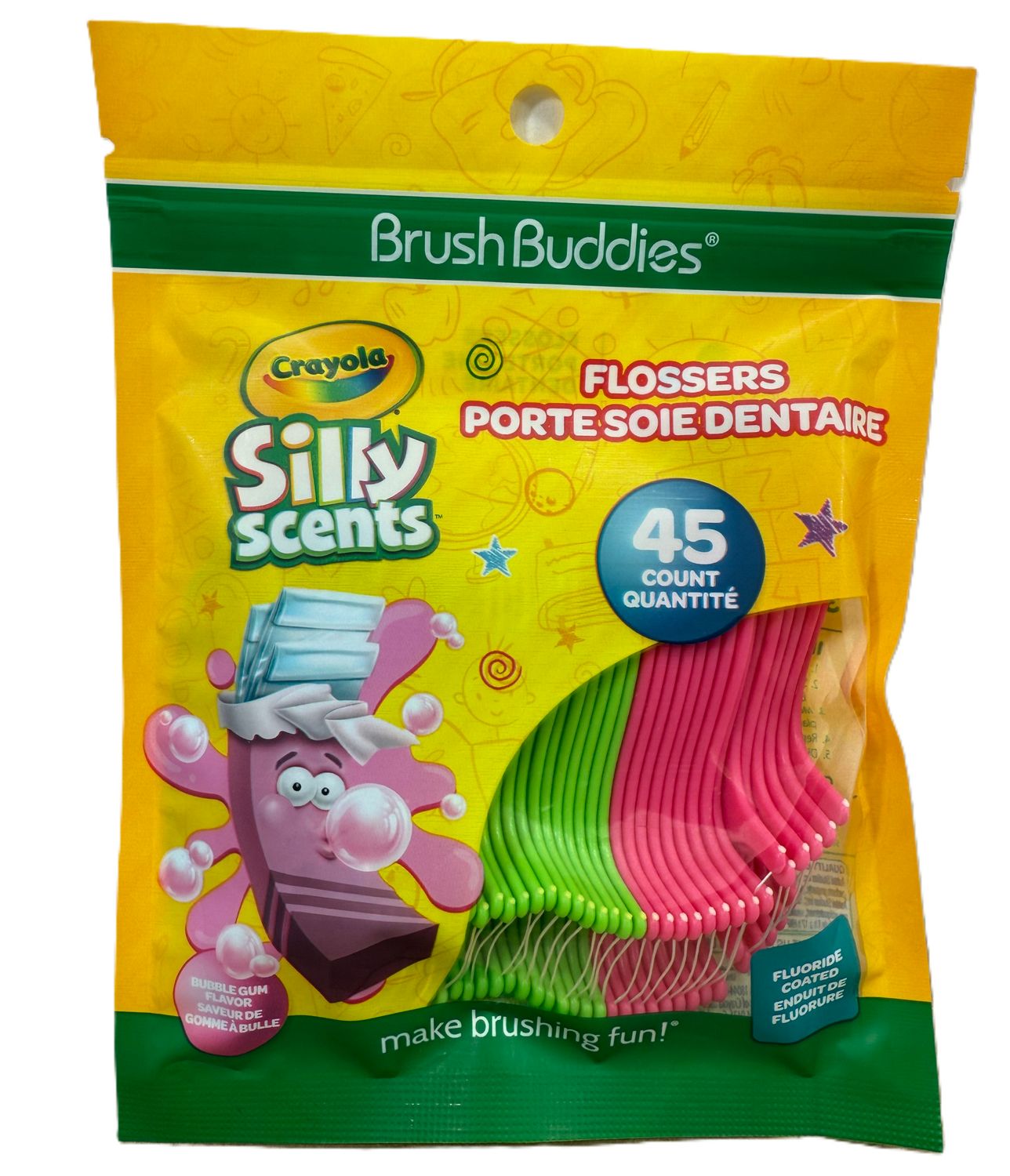CRAYOLA DENTAL FLOSSERS 45 PACK FOR KIDS SILLY SCENTS HILO DENTAL ESPECIAL PARA NIñOS