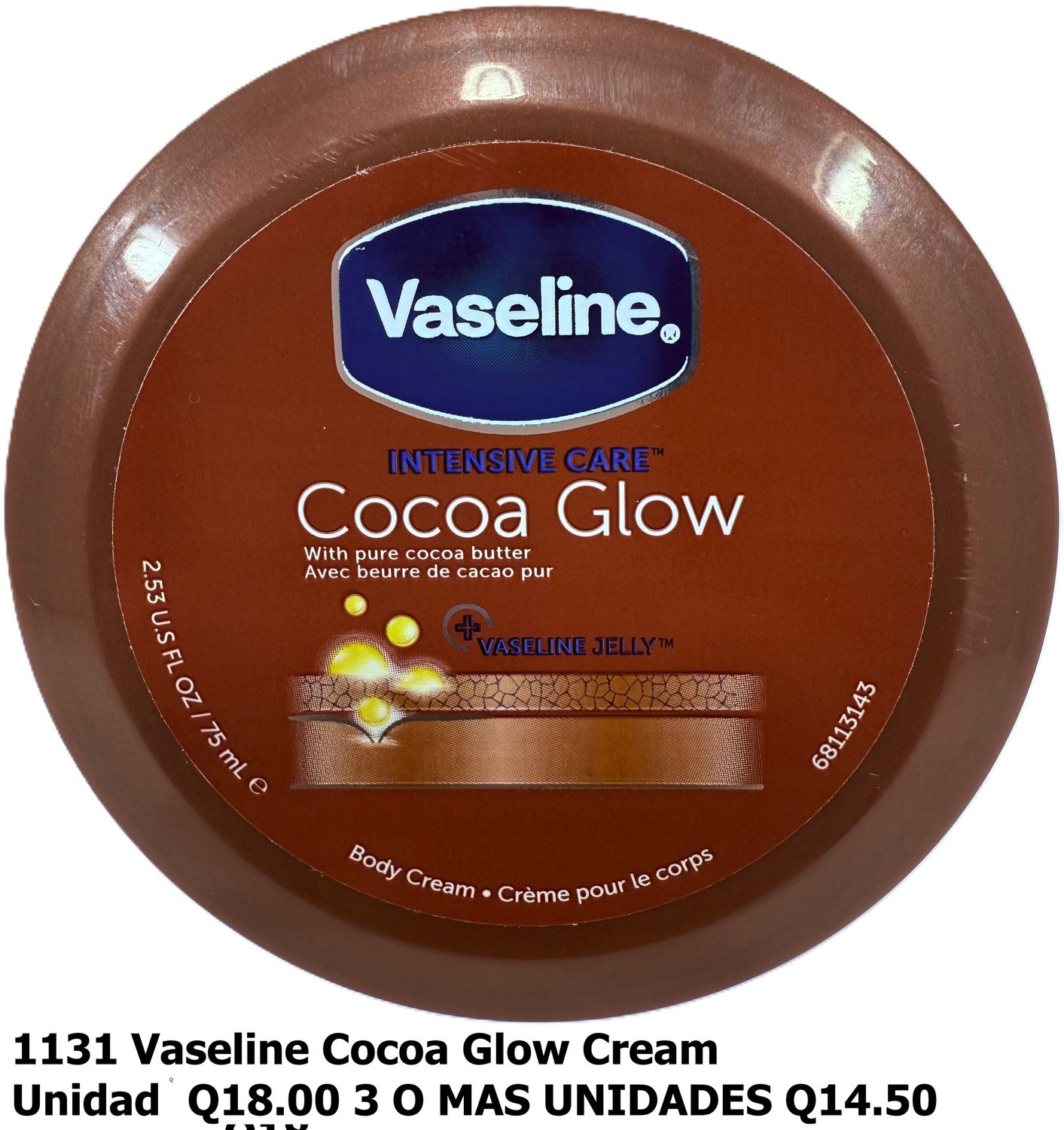 VASELINE COCOA GLOW CREAM 75ML CREMA FACIAL Y CORPORAL