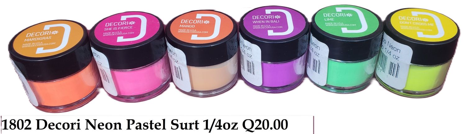 DECORI  POLVO ACRILICO NEON PASTEL SURT 1/4 OZ