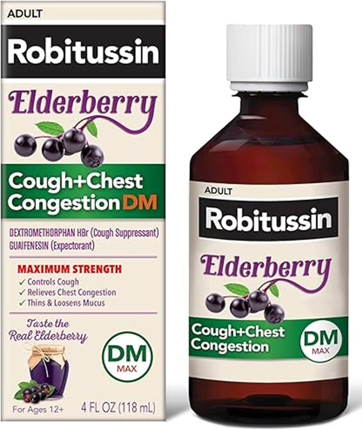 ROBITUSIN ALIVIO PARA TOS Y CONGESTION  SABOR A ELDERBERRY 118M exp 01/2026