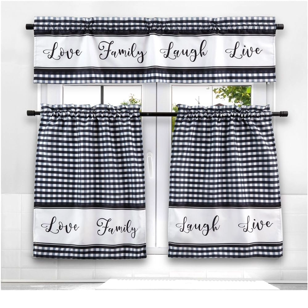 ELEGANT 3 PC CURTAIN KITCHEN SET CORTINAS PARA VENTANA DE COCINA 3 PIEZAS