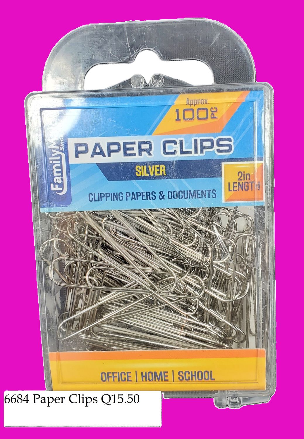 FAMILY MAID  PAPER CLIPS SILVER 100 Piezas Sujetadores de Papel O Documentos