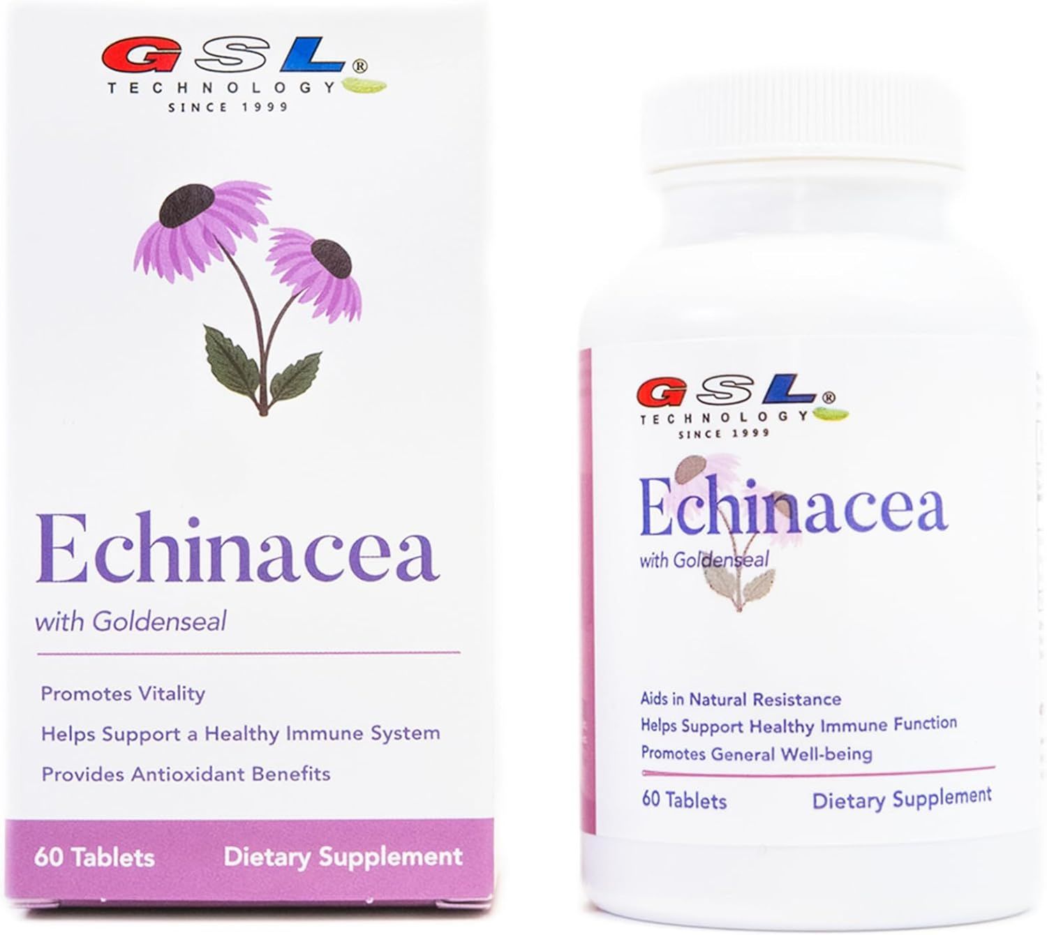 GSL ECHINACEA WITH GOLDEN SEAL 60 TAB, Equinácea con sello de oro | 200 mg de extracto