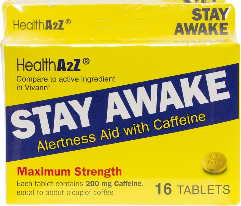 A2Z STAY AWAKE CAFFEINE 16 TAB, HealthA2Z® Mantente despierto | 200 mg de cafeína |
