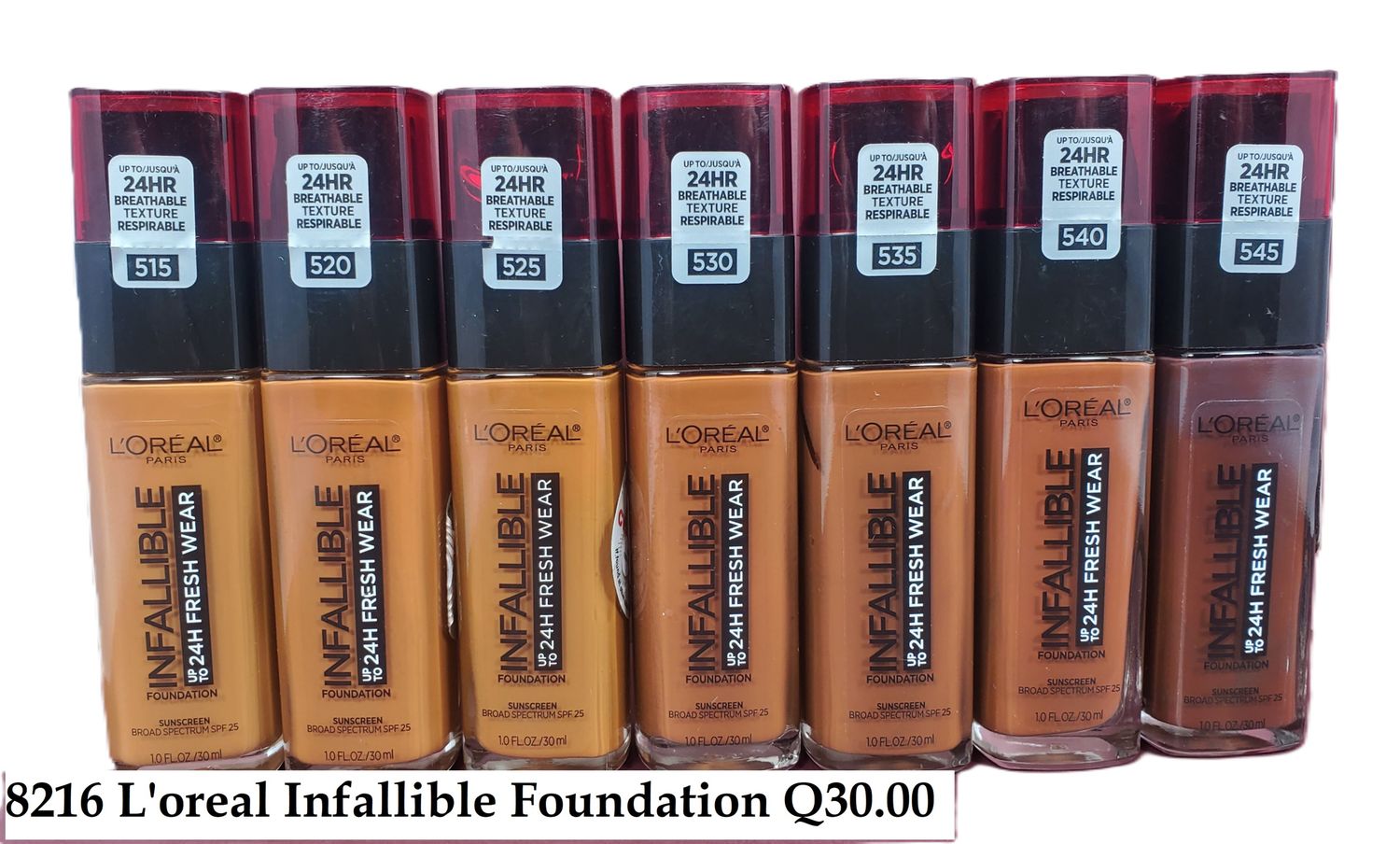 L&#39;OREAL INFALLIBLE FOUNDATION SURTIDO L&#39;Oreal Paris Infallible - Base de maquillaje resistente por hasta 24 horas, 7 tonos, 1 onza líquida