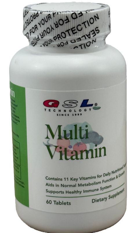 GSL MULTIVITAMINS 60 TABLETAS, Multi-Vitamin | Contains 11 Key Vitamins for Daily Nutritional Support | for Overall Well-Being | Made in USA