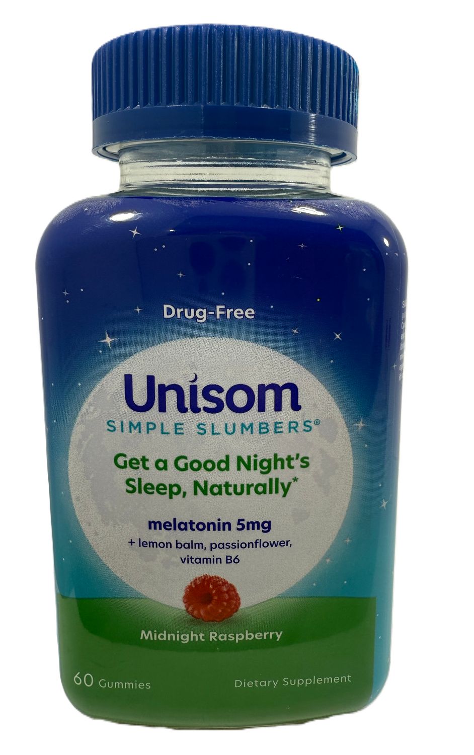 UNISOM MELATONINA DE 5 MG 60 GOM, Unisom Simple Slumbers - Gomitas de ayuda para dormir melatonina, 5 mg de frambuesa medianoche, morado, 60 unidades