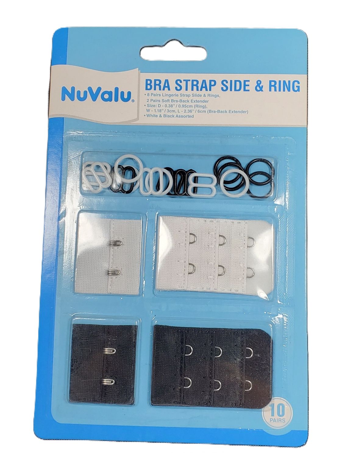 NUVALU BRA STRAP SIDE AND RING 1800 GANCHOS Y RINGS AJUSTES PARA BRAZIERES 10 PIEZAS