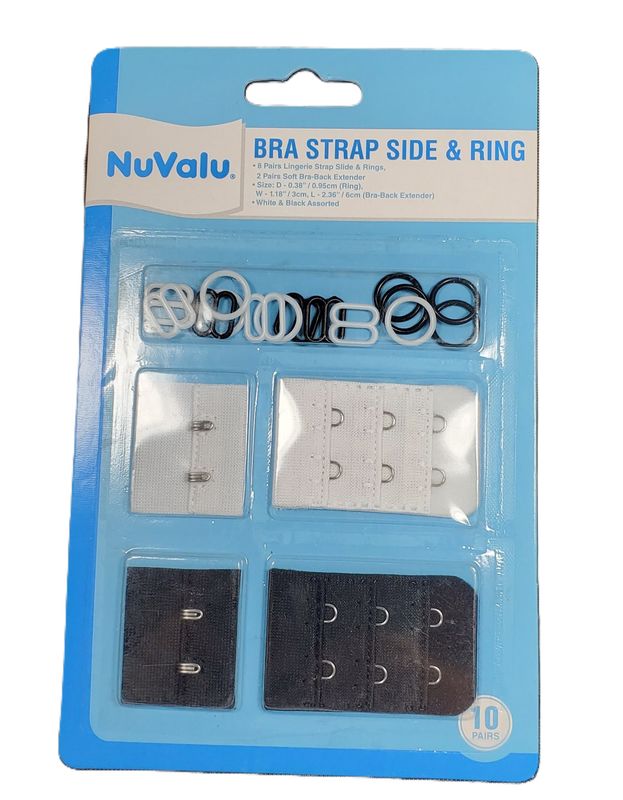 NUVALU BRA STRAP SIDE AND RING 1800 GANCHOS Y RINGS AJUSTES PARA BRAZIERES 10 PIEZAS