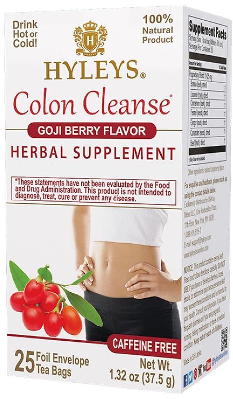 Hyleys Colon Cleanse Tea Sabor Goji Berry - 25 bolsas de té (paquete de 1)