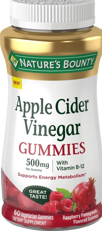 Nature&#39;s Bounty Apple Cider Vinegar Gummies Dietary Supplement, Raspberry Pomegranate Flavor - 500mg - 60 Count