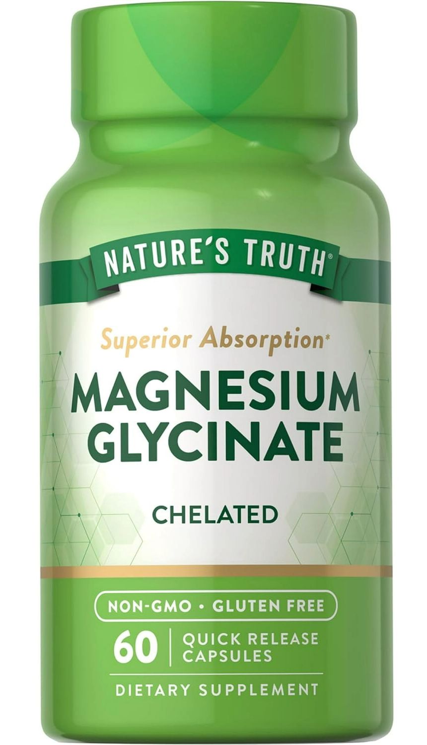 NATURE&#39;S T MAGNESIUM GLYCINATE 60, Nature&#39;s Truth Quelado Glicinato de Magnesio de Absorción Superior 60 Cápsulas.