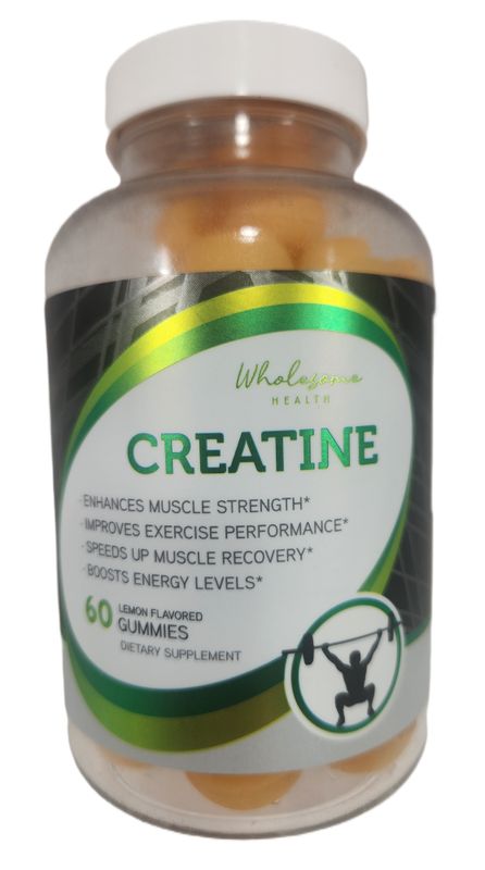 WHOLESOME CREATINE LEMON 60 GUMM, Creatine Dietary Supplement Gummies - 60-Count