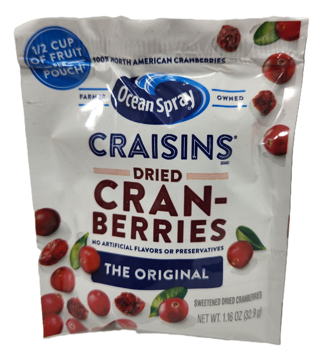 OCEAN SPRAY CRANBERRIES 1.16 OZ  Arándanos Rojos Secos, Frutos Secos, Bolsa de 1.16 oz