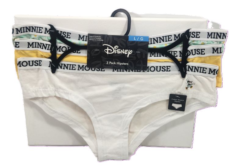 DISNEY'S 3PK HIPSTER S M L XL SURTIDO, Minnie Mouse 3 Pack Hipsters S M L XL