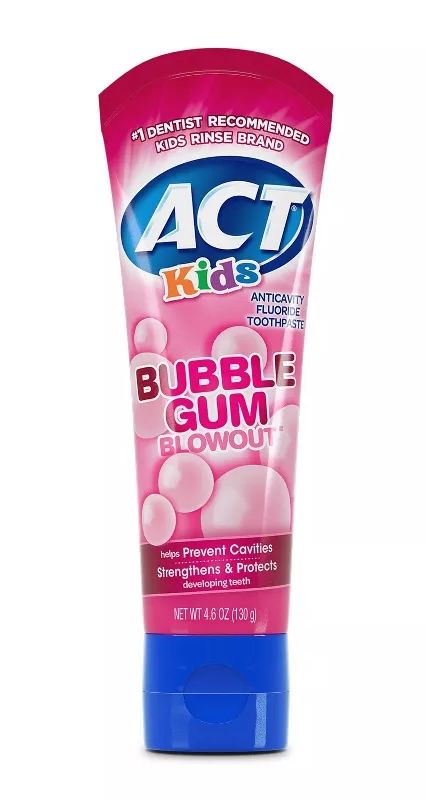 ACT KIDS BUBBLE GUM 130G PASTA D, ACT Kids' Bubblegum Fluoride Anticavity Toothpaste - 4.6 fl oz
