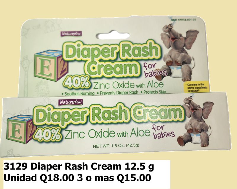 DIAPER RASH CREMA DE BEBE 42.5G 40% ZINC OXIDE, Natureplex Crema para la erupción del pañal con óxido de zinc y aloe