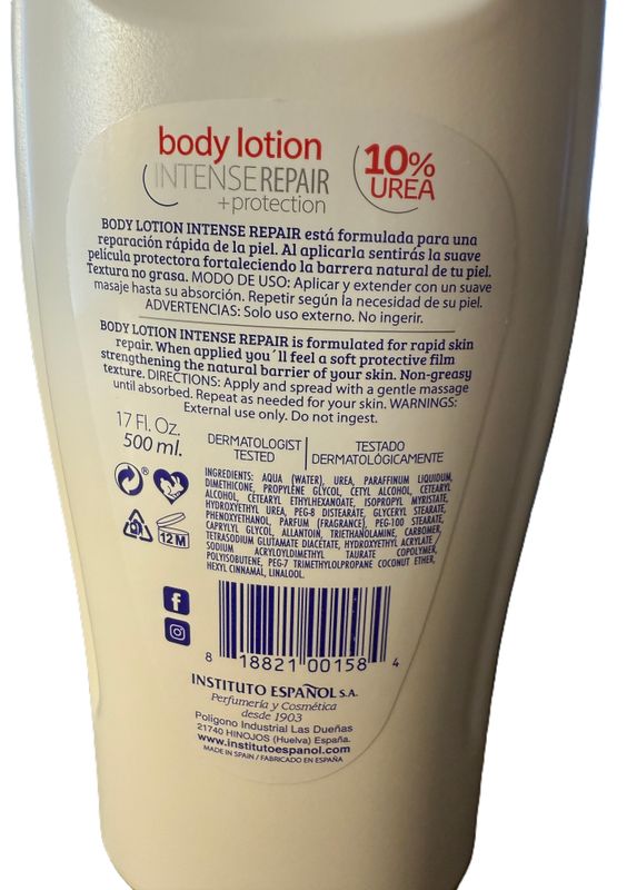 AVENA BODY LOTION INTENSE REPAIR 500ML CON EL 10% UREA