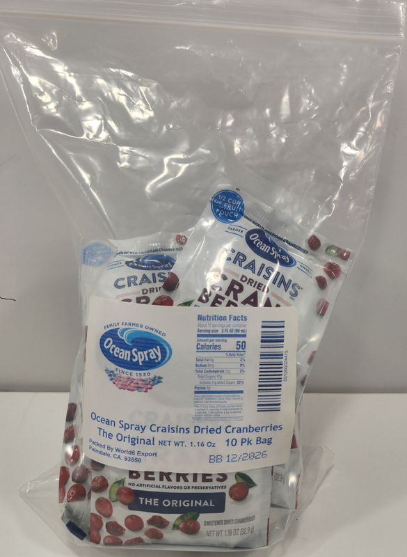 OCEAN SPRAY CRANBERRIES 1.16 OZ  Arándanos Rojos Secos, Frutos Secos, Bolsa de 1.16 oz BOLSA DE 10 Unidades