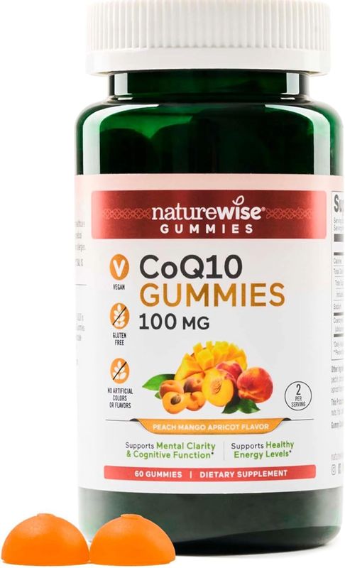 NatureWise CoQ10 -60  Gomitas de 100 mg – Sabor melocotón y mango