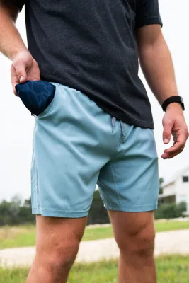 Athletic Shorts - Blue Camo Liner - Dusty Blue