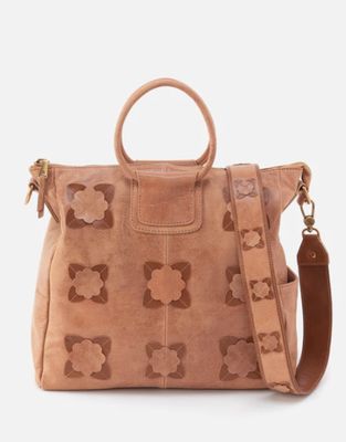 SHEILA Floral Applique Large Satchel - Buffed Tan