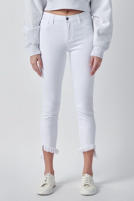 Mid Rise Crop Skinny w. Fray Hem