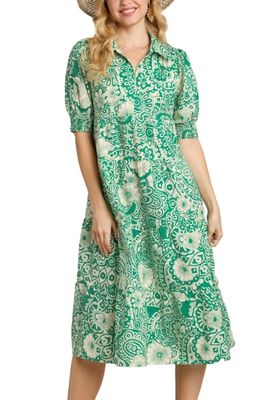 Paisley Print V-Neck Dress