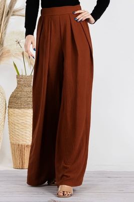 Solid Loose Fit Wide Leg Pants