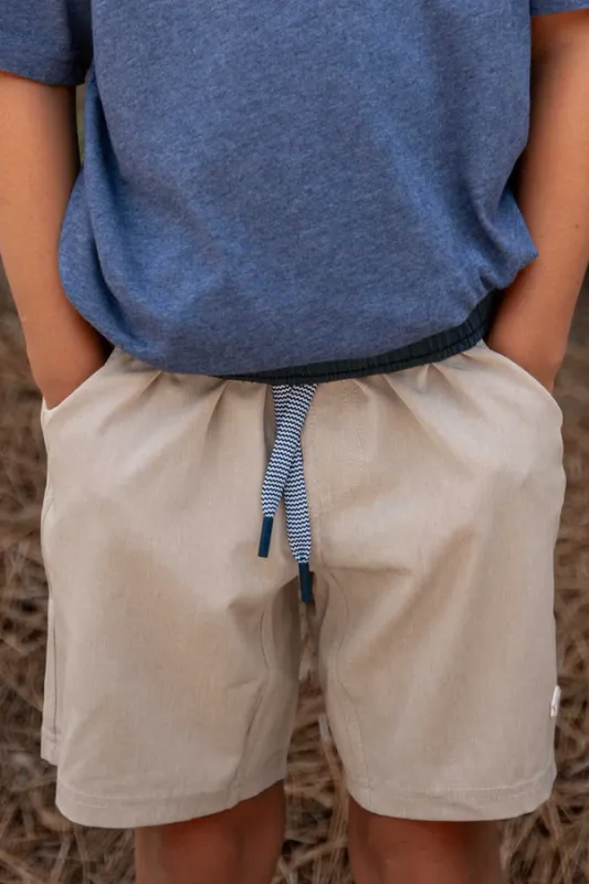 Youth Athletic Short - Khaki - Palm Tree Liner