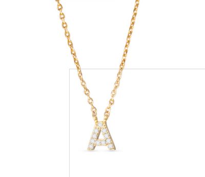 Gold CZ Initial Necklace 