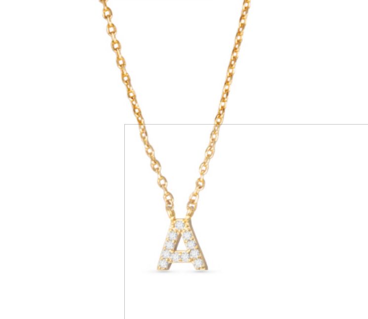Gold CZ Initial Necklace 