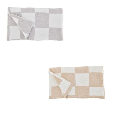 Chenille Checkered Knit Blanket