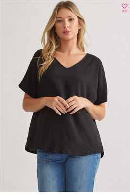 Solid V-Neck Top 