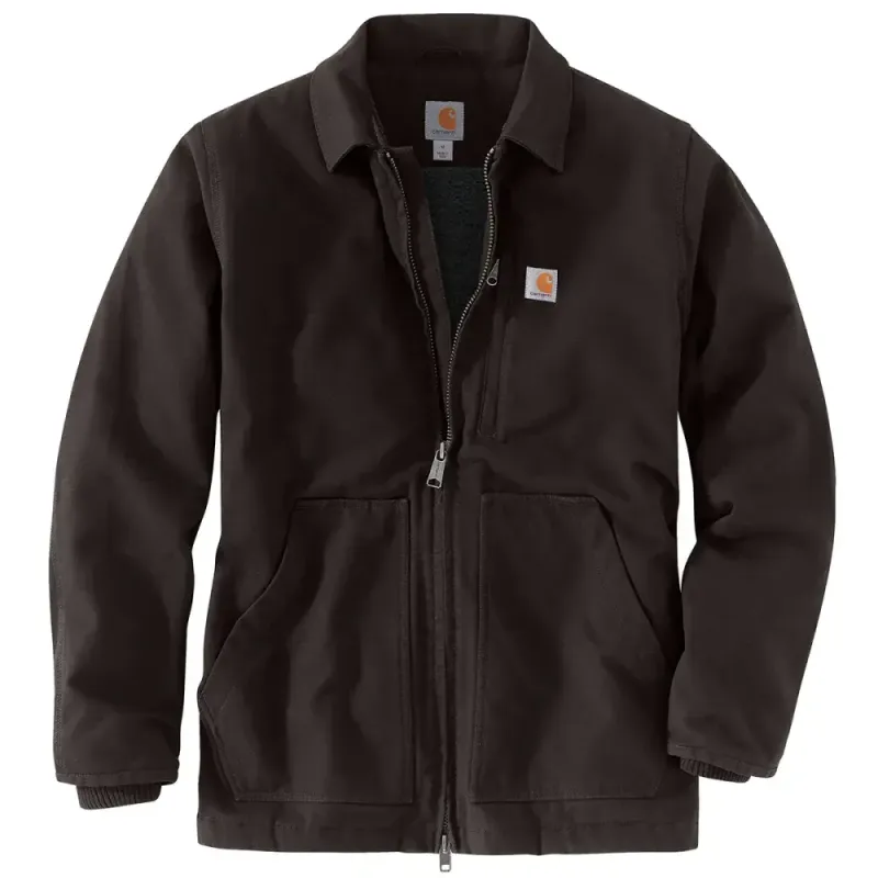 Loose Fit Washed Duck Sherpa-Lined Coat  - Big