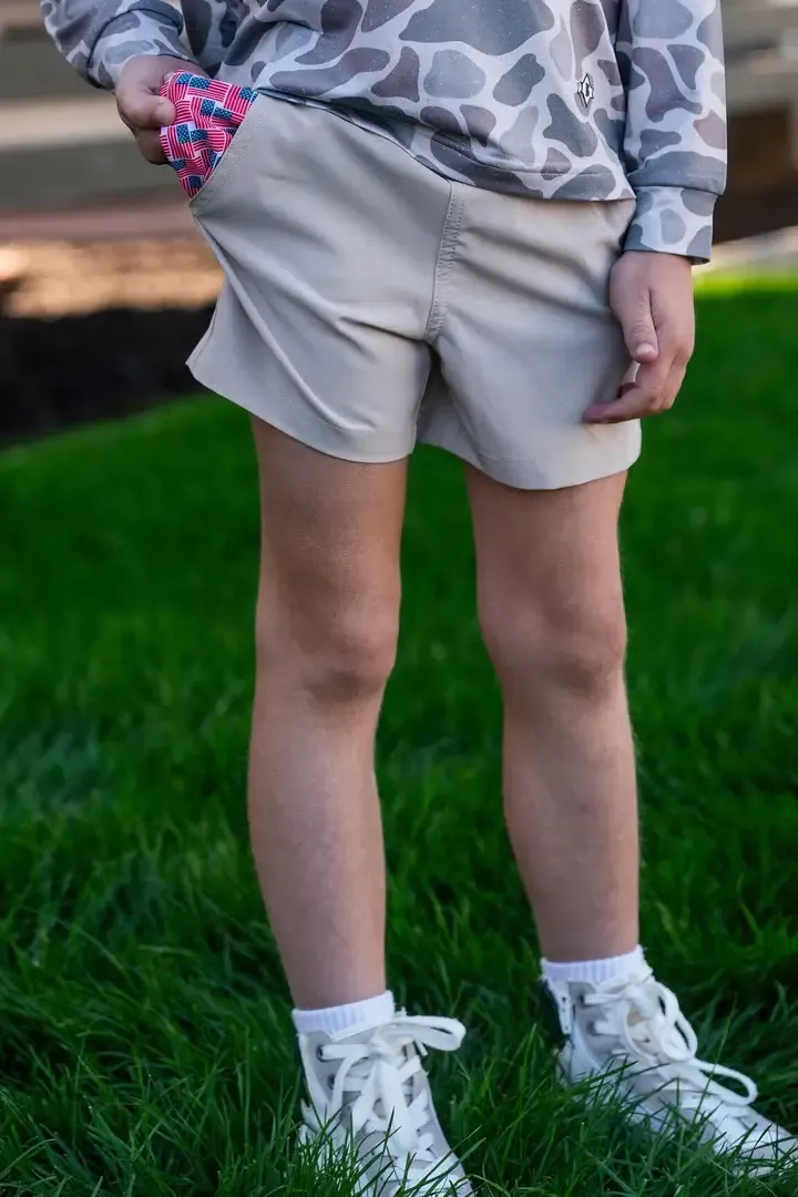 Toddler Everyday Short - Light Khaki - American Flag Pocket