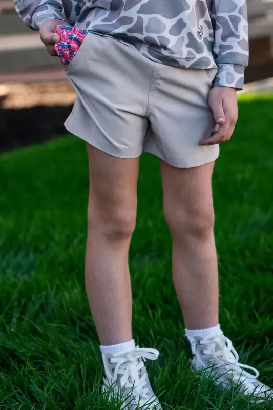 Toddler Everyday Short - Light Khaki - American Flag Pocket