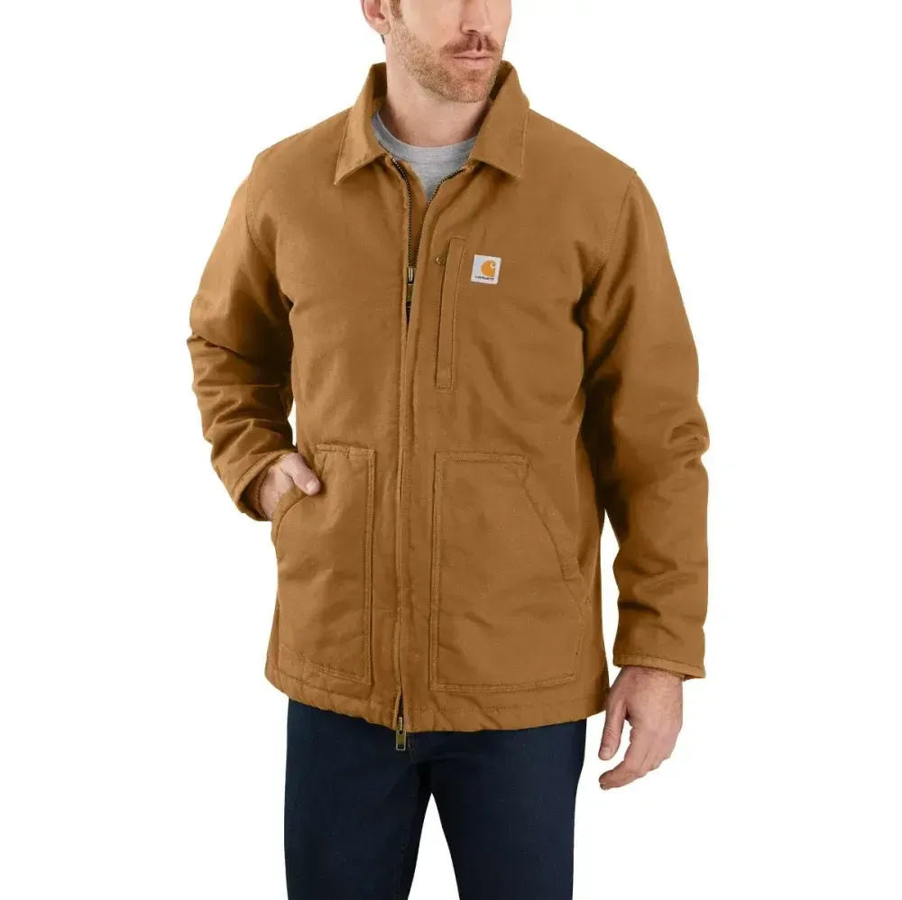 Loose Fit Washed Duck Sherpa-Lined Coat  - Tall