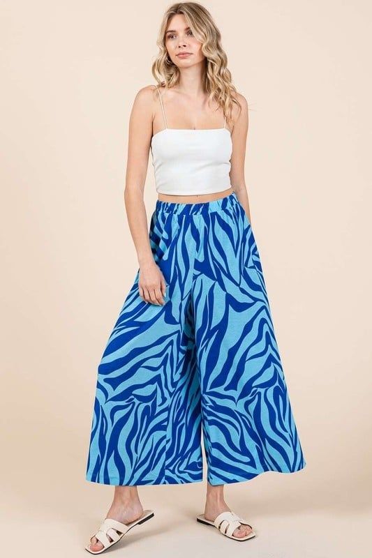 Zebra Print Wide Leg Pants