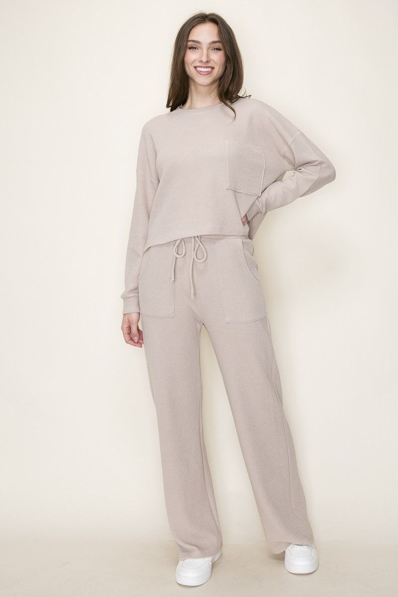 Knit Pants With Pockets &amp; Drawstring