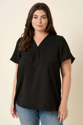 Short Sleeve V-Neck Blouse